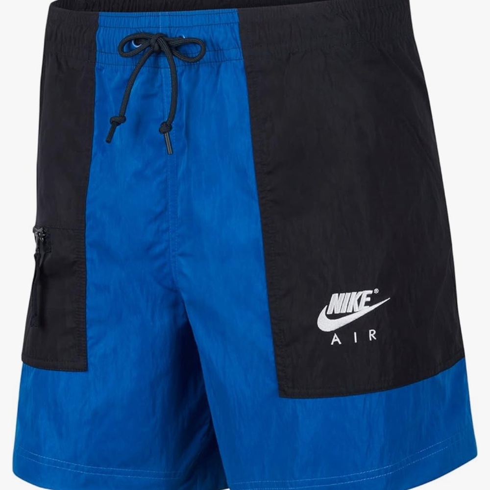 Nike Air Black and Blue Athletic Shorts with Color-Blocking